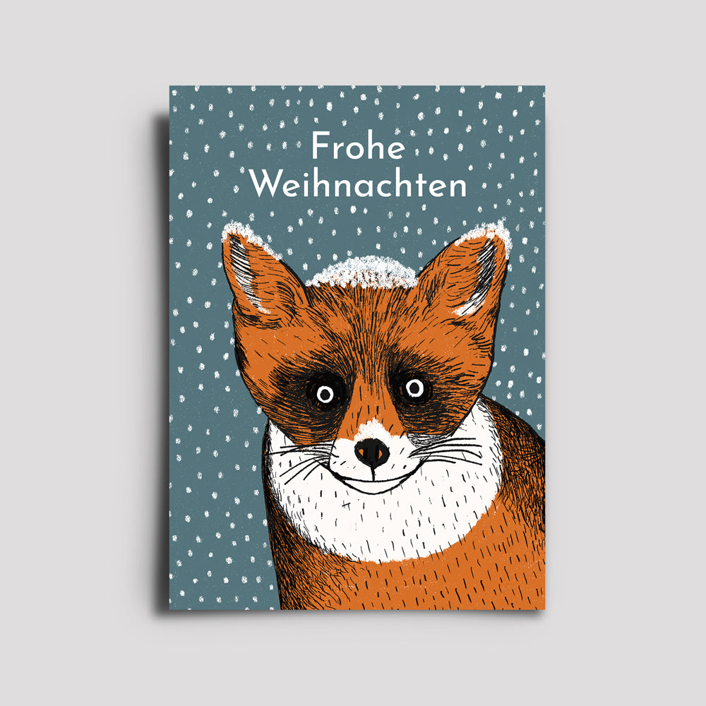 Postkarte - Weihnachten Fuchs