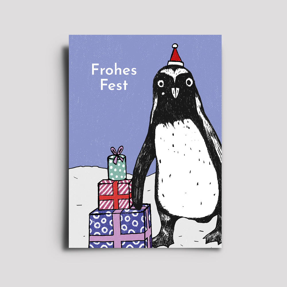 Postkarte - Weihnachten Pinguin