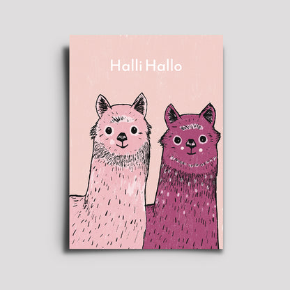 Postkarte - Awesome Animals / Alpaka