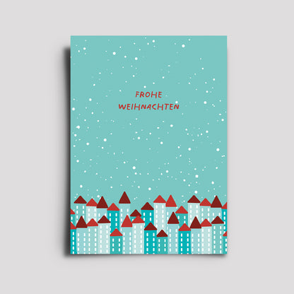 Postkarte - Weihnachten Häuser