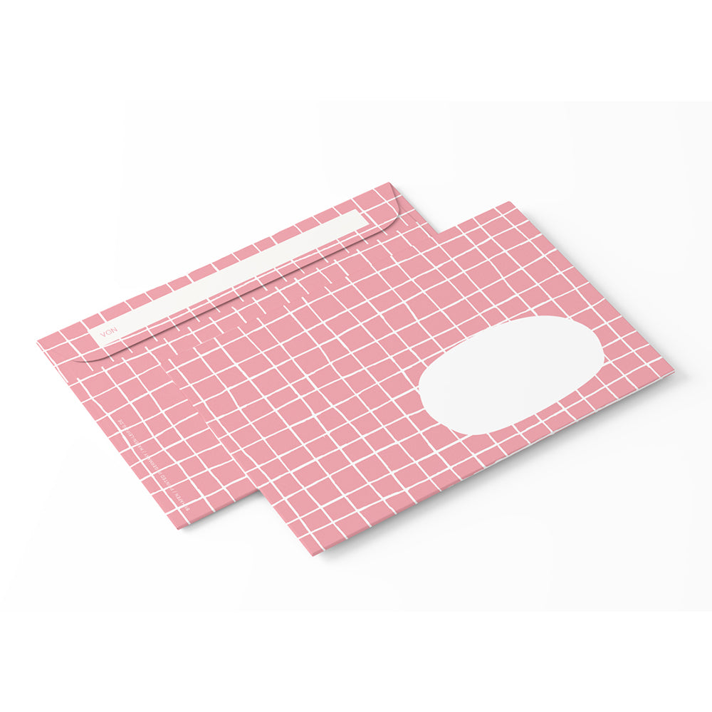 Briefumschlag - Rosa Grid