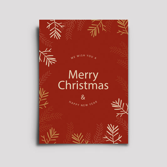 Postkarte - Weihnachten Zweige Rot