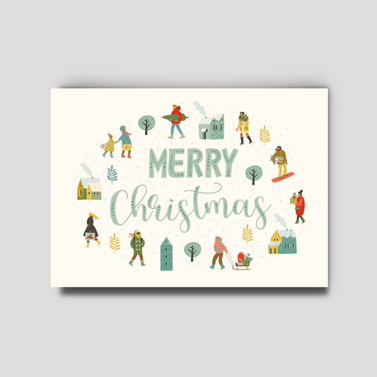 Postkarte - Weihnachten Merry Christmas Quer
