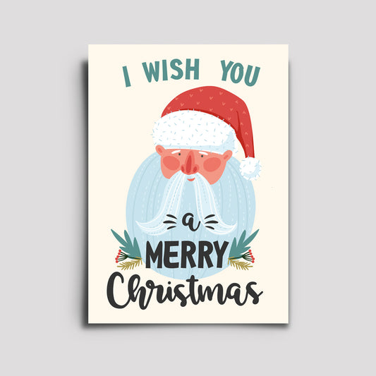 Postkarte - Weihnachten Santa Beige