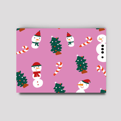 Postkarte - Weihnachten Schneemann & Zuckerstange