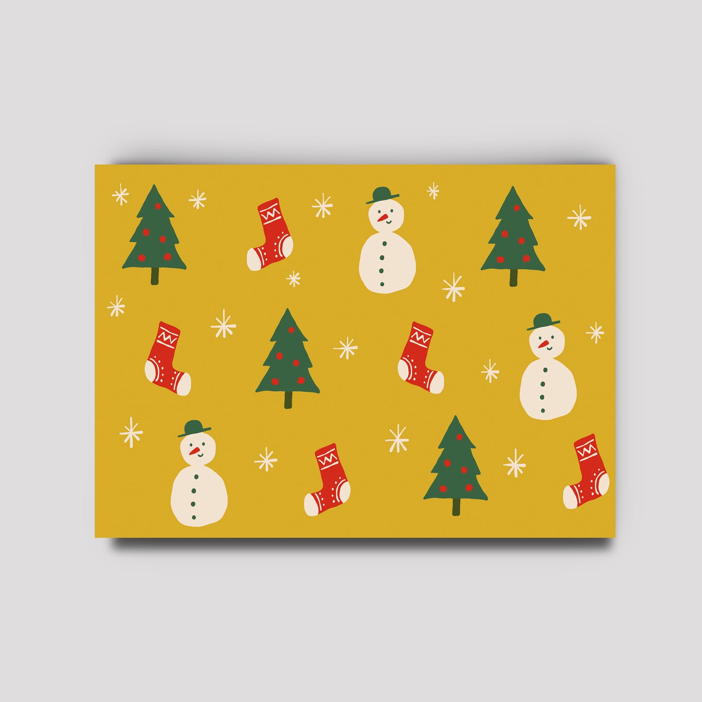 Postkarte - Weihnachten Schneemann & Socke