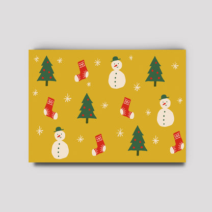 Postkarte - Weihnachten Schneemann & Socke