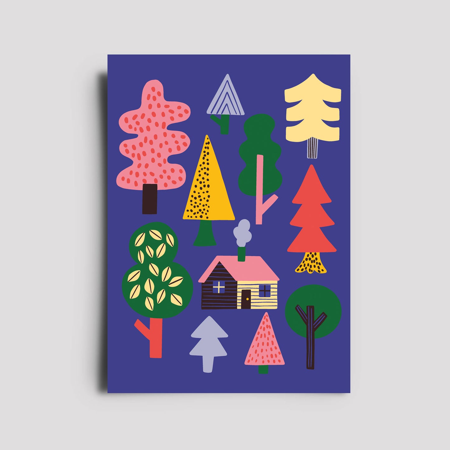 Postkarte - Weihnachten Waldhütte