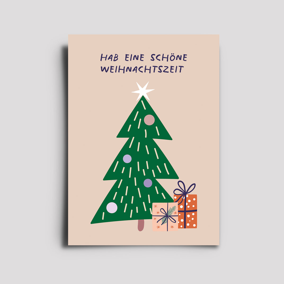 Postkarte - Weihnachten Baum & Geschenke