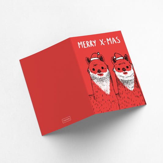 Grußkarte - Weihnachten / Alpakas