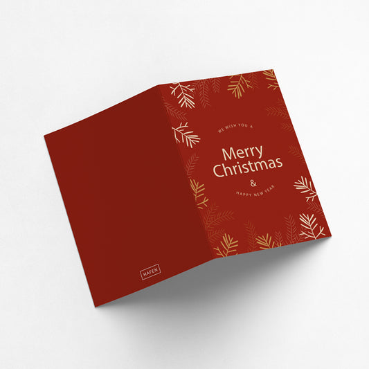 Grußkarte - Weihnachten / Zweige Rot