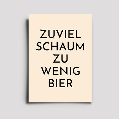 Postkarte - Musikkarte / Zu Viel Schaum, Zu Wenig Bier